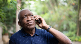 Man answering a phone call.