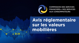 Avis réglementaire sur les valeurs mobilières.